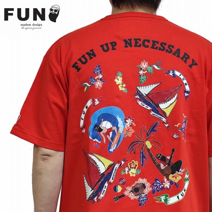 Rakuten - 半袖Tシャツ サーフィンやヨットを楽しむおじさん 多色プリント サイドスリット ワイドシルェット f-26022521 modemdesign モデムデザイン fun ファン ユニセックス 男女兼用