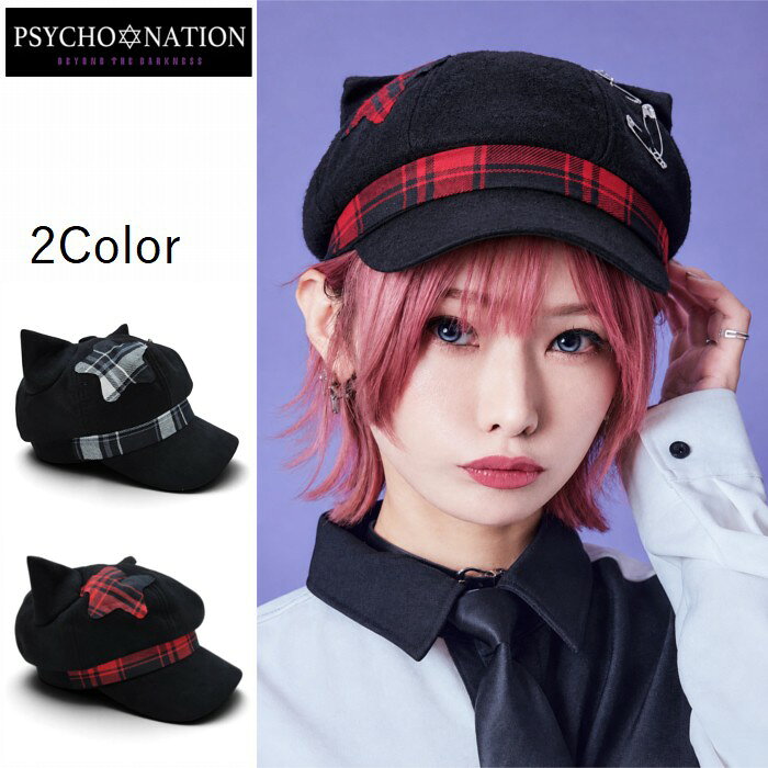 チェック 猫耳付き 安全ピン キャスケット 746907 PSYCHO NATION サイコネーション...