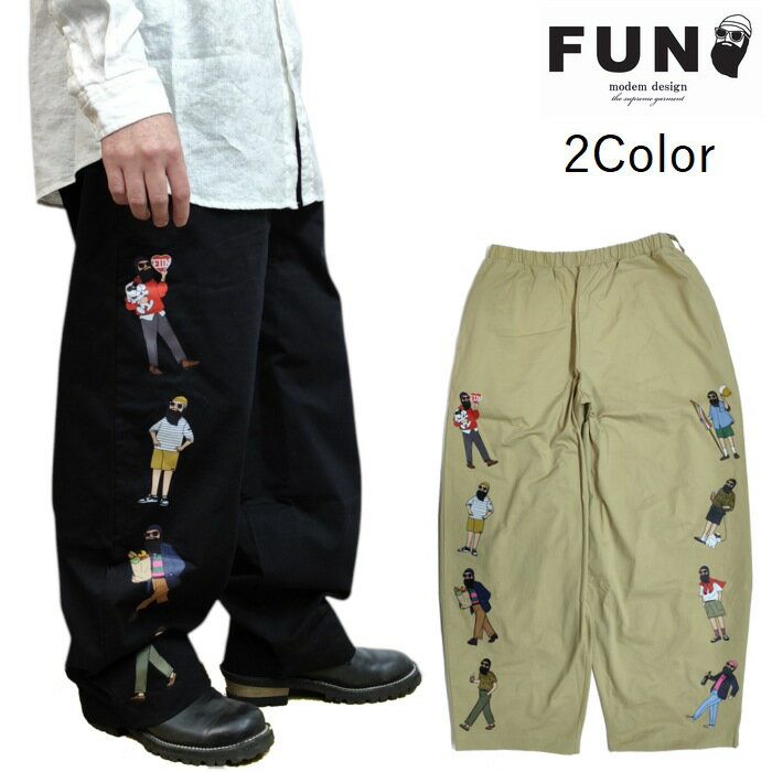 樂天商城 - ワイド チノパン イージーパンツ おじさんプリント バルーンシルエット f-25102599 modemdesign モデムデザイン fun ファン ユニセックス 男女兼用