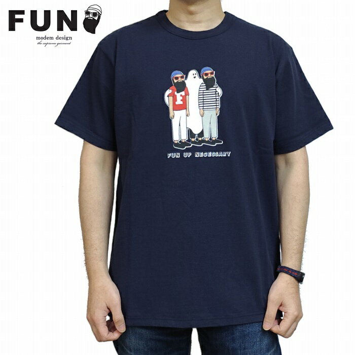 Rakuten - 半袖Tシャツ GHOST OJI 3人おじさん ゴースト おばけ ネイビー バックは無地 f-25022561 modemdesign モデムデザイン fun ファン ユニセックス 男女兼用