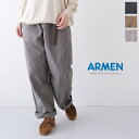 アーメン コットンヘリンボーン ワンタックパンツ (NAM1203HR) COTTON HERRINGBONE ONE-TUCK PANTS ARMEN(レディース) *送料無料*期間限定 4/22 20:00～5/1 1:59