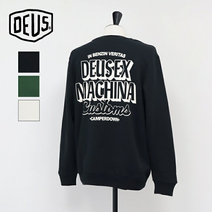 ■注意事項商品在庫を一部、実店舗で共有しております。タイムラグにより、ご注文いただいた商品をご用意できない場合がございます。何卒、ご了承くださいませ。画像はPC環境により実物と色が変わって見える場合があります。 【メーカー希望小売価格はメーカー商品タグに基づいて掲載しています】デウスエクスマキナ Ever Seen Crew (DMF248626) DEUS EX MACHINA(メンズ) 『DEUS EX MACHINA(デウス エクス マキナ)』から、 Ever Seen Crew が届きました。 DEUSデザインチームが毎シーズン創り出すアートワークと、 大胆で表情豊かなグラフィックが特徴のLOGO ARTシリーズ。 胸と背中にプリントを施したレギュラーフィットのクルーネックで、 320gのオーガニックコットンを使用した裏起毛フリース素材に ガーメントウォッシュ加工を施しています。 * color variation * 商品名：　　　デウスエクスマキナ Ever Seen Crew (DMF248626) (メンズ) カラー：　　　(Black:ブラック) (Hillside Green:ヒルサイドグリーン) (Vintage White:ヴィンテージホワイト) 素材：　　　　cotton 100% サイズ：　　　(S) (M) (L) (XL) 生産国：　　　made in China 備考：　　　　 国内正規代理店 * sizechart * &nbsp; 肩幅 着丈 身幅 袖丈 S 47cm 72.5cm 51.5cm 66.4cm M 49cm 74cm 54cm 67cm L 51cm 75.5cm 56.5cm 67.6cm XL 53cm 77cm 59cm 68.2cm ＊上記のサイズチャートはあくまでも目安です。　　　　　　　　　　　　　　　　　　＊商品により、色・サイズに若干の違いがございます。ご了承の上お買い求めください。