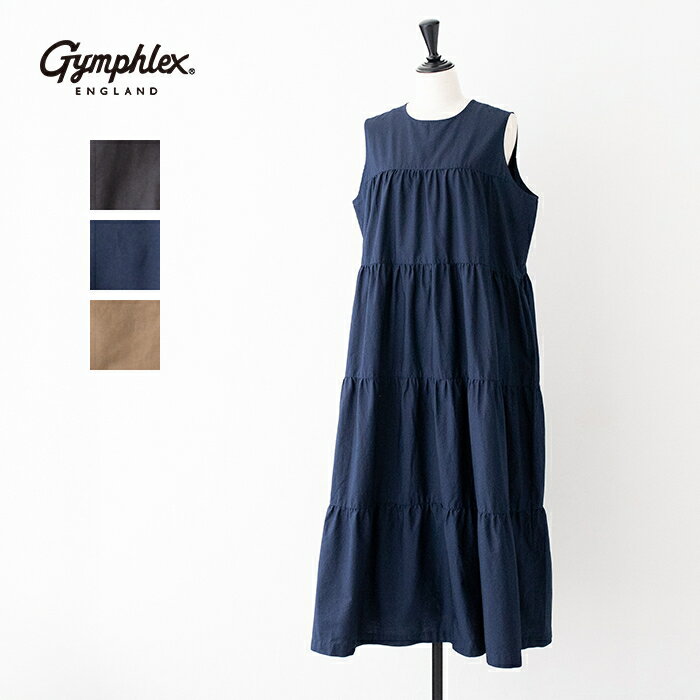 ジムフレックス スリーブレス ティアード ワンピース (GY-G0076 CBL) BROAD CLOTH SLEEVELESS TIERED DRESS GYMPHLEX(レディース) 【2025春夏】*送料無料*【後払い決済不可】*