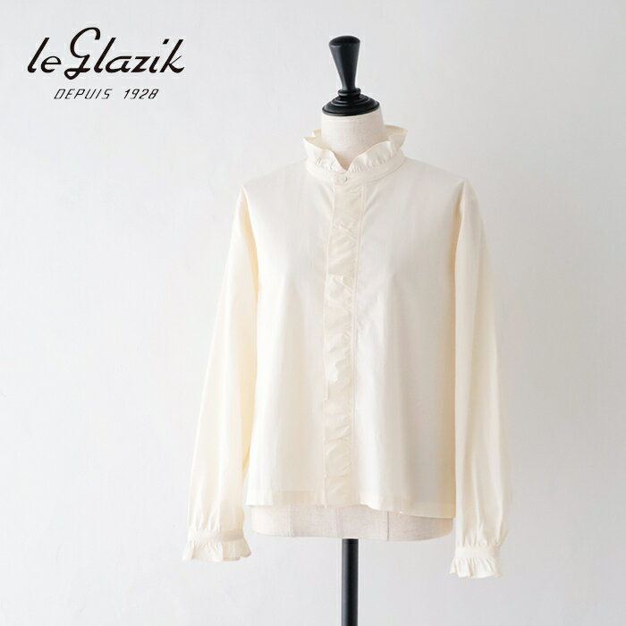 ル グラジック コットン ラッフルシャツ (LG-B0333 OTD) ORGANIC TYPEWRITER RUFFLE SHIRT LE GLAZIK(レディース) *送料無料*【後払い決済不可】【ポイント10倍】期間限定 6/22 20:00〜6/27 1:59
