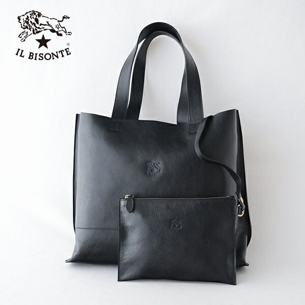 イルビゾンテ トートバッグ&ポーチ (54182300114) Leather Tote Bag with Leather pouch IL BISONTE(バッグ) *送料無料*【後払い決済不可】*