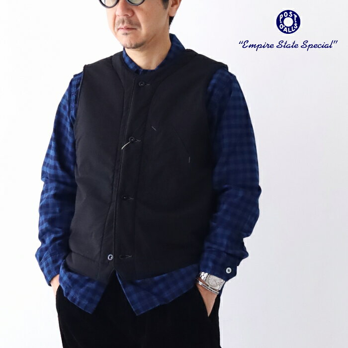 ポストオーバーオールズ コットンタイプライタークロス x ポーラーテックシェルパ1ポケットベスト(1501..