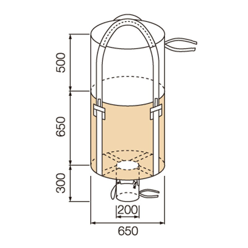丸型フレコンバッグ 10枚入 200L 650KHR 耐荷重1000kg 米 麦 籾殻 もみがら 工事 ...