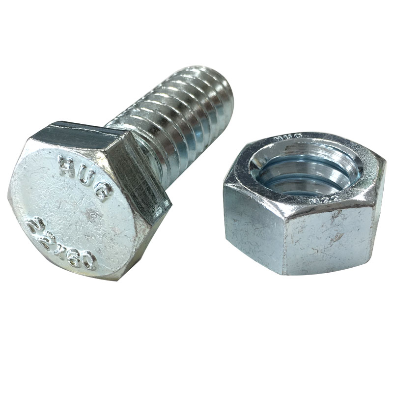 【170本】 Hug Bolt ハグボルト 仮ボルト ナット付 M16 首下30mm ユニクロ 強度4.8 六角ボルト TONEJI