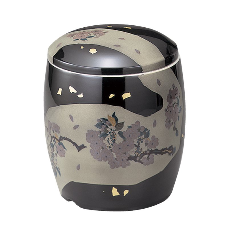 骨壷 九谷焼 夜桜 04002 6寸 和柄 日本 絵 画 仏具 仏前 葬祭 葬式 Funeral 骨 葬儀 マイ骨つぼ T陶 代引不可