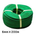 グリーンロープ ポリエチレン 200m巻き 緑6-200 6mm×200m 緑 PEロープ 紐 資材 固定 多用途 タナカ梱包 三冨D