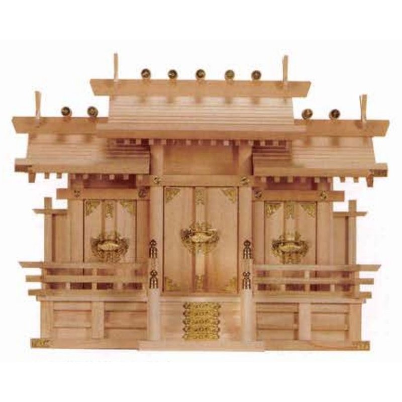 神棚 屋根違い三社 大 木曽ひのき NO.5 巾74×高53×奥行30cm 神様 神具 榊 お供え物 祈祷 御神木 祀り 納め 奉納 早川産業 代引不可