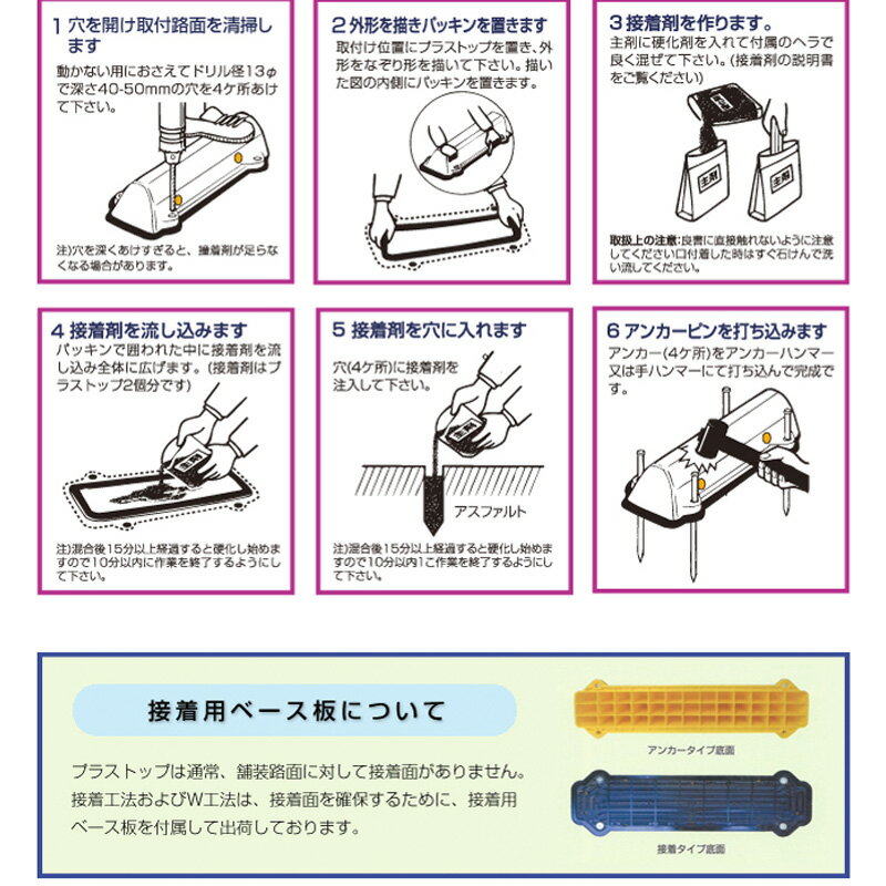 車止め カーストップ プラストップ ダブル工法 AS工法 アスファルトアンカー 接着 カラー選択可能 立体駐車場 アフロディテ コT 代引不可 2
