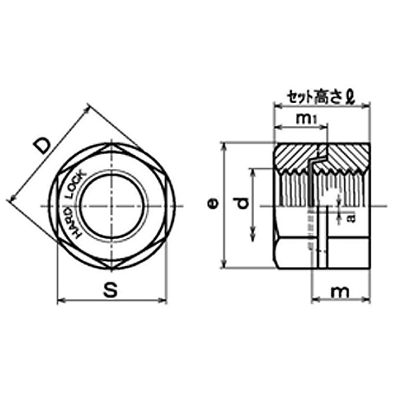 ハードロックナット160個入HLN-R-2.5スタンダードリム付M20ピッチ2.5電気メッキゆるみ止ナットハードロック工業コT代引不可
