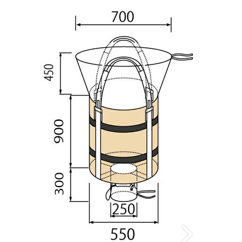 丸型 フレコンバッグ 10枚入 200L Drum900KHR-C 550x900 耐荷重1000kg 工事 土木 ...