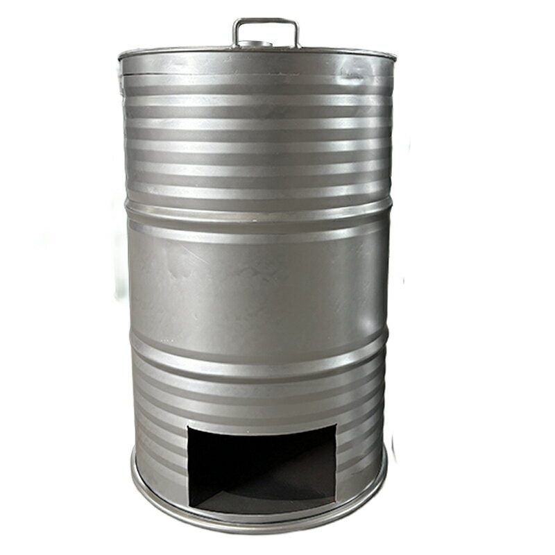 ドラム缶焼却炉 フタ付き 煙突なし カラー2色 シルバー グリーン 200L 家庭用 農業 林業用 焼却炉 木くず 紙くず 受注生産 ミY 代引不可