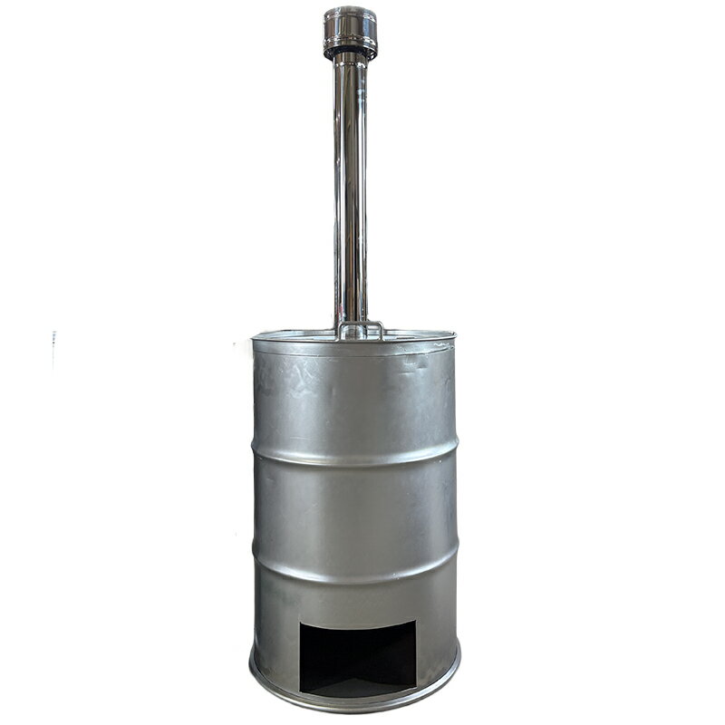 ドラム缶焼却炉 煙突付 カラー2色 シルバー グリーン 200L 家庭用 農業 林業用 焼却炉 木くず 紙くず 受注生産 ミY 代引不可