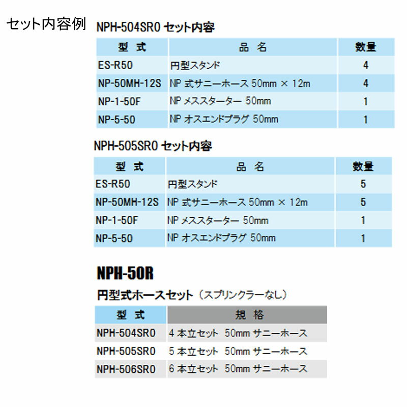 立上りスプリンクラー 円型式スプリンクラーホースセット スプリンクラーなし 4本立セット 50mmサニーホース NPH-504SR0 イリテック カ施 代引不可 2