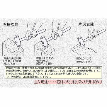 石屋玄能 超硬 普通型 C-30 チップ 47x10 ハンマーヘッドのみ 197 石材 の切り割り 荒形状 造り ブロック 高圧焼結 三木技研 三富D