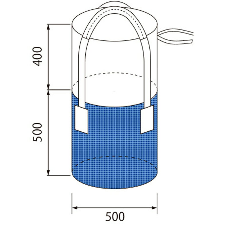 フレコンバッグ 100L 10枚入 ブルー／オレンジ 500KR BO 500x500mm 耐荷重100kg ふ...