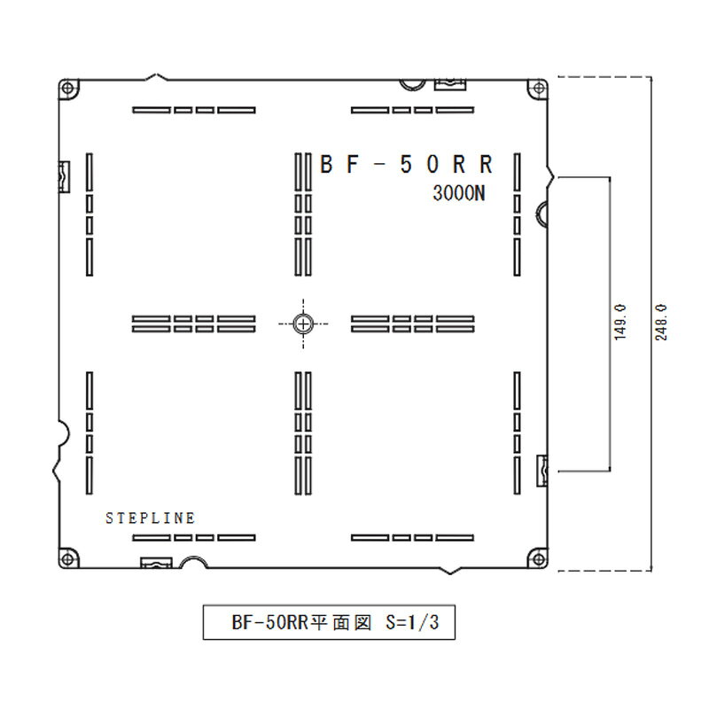 プラスワイズ建築店のOAフロア BF-50RR 16枚入/1平方メートル 250x250x50 置き敷タイプ 支持脚と床面の軽量一体成形 ステップライン Lク 個人宅配送不可 代引不可｜アングル2