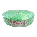 5巻 国産 荷造紐 緑 SKパワーロープ 5mm×300m 溶着品 No.5 荷物 の 荷造り 梱包 紐 ロープ 信越工業 代引不可