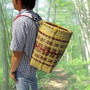 竹製 背負い籠 丸大 楕円 直径28-32cm×高さ45cm 収穫かご 竹籠 渋Y H