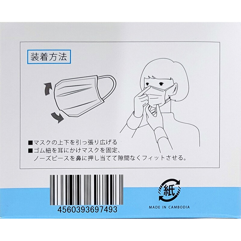 【100%ポイントバック エントリー＆抽選2/25まで】不織布3層マスク MK-3W-C 50枚入 普通サイズ ノーズワイヤー付 不織布マスク 使い捨て 消耗品 日ADZ