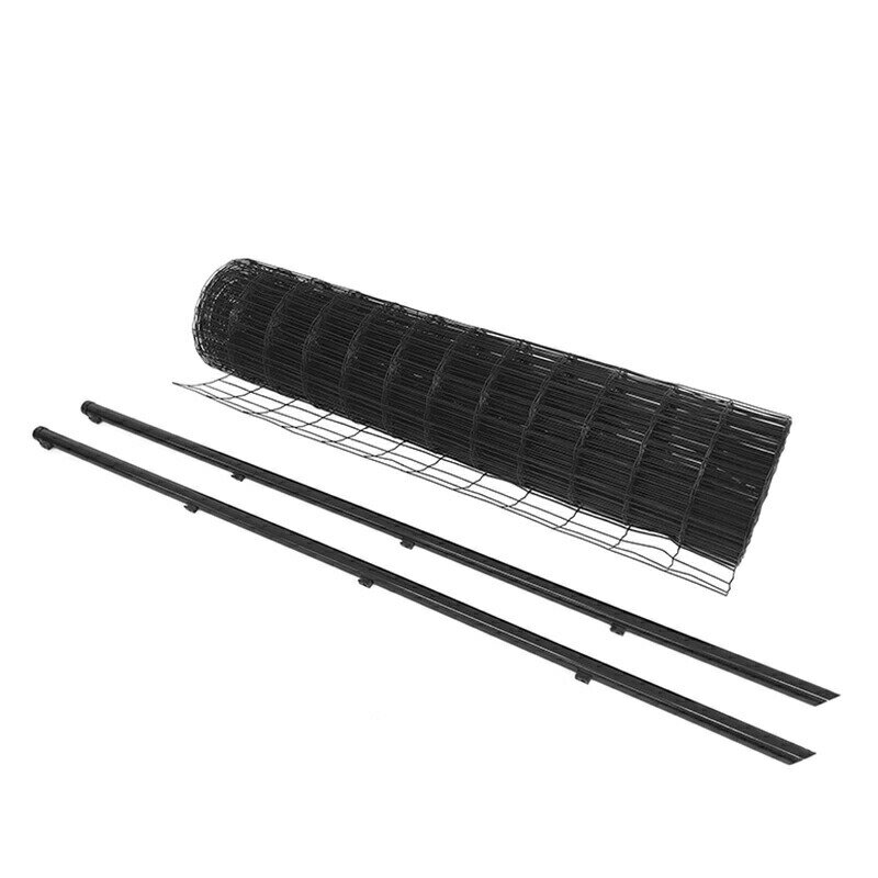 ブラック 黒 アニマルフェンス 1.2×20m フェンス(金網)と支柱11本のセット プラスワイズ 個人宅配送不可特価 シN直送 BKF12