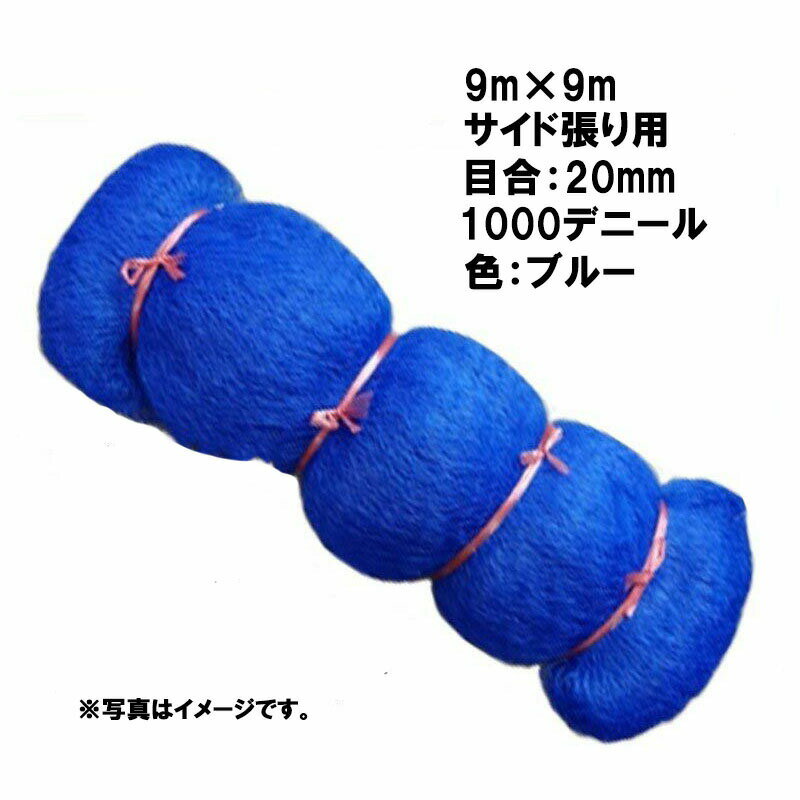 15本 国産 防鳥網 9m×9m サイド張り用 20mm 目合 1000デニール ブルー 防鳥ネット 小商 北海道不可 代..