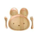 キッズセット うさぎ 木製 キッズプレート&スプーン&フォーク キッズトレイ 子供用食器 ベビー食器 お食い初め 離乳食器 66029 小柳産業 H