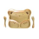 キッズセット くま 木製 キッズプレート&スプーン&フォーク キッズトレイ 子供用食器 ベビー食器 お食い初め 離乳食器 66030 小柳産業 H