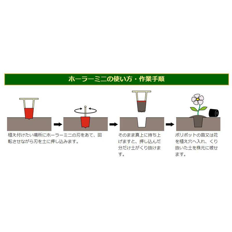 ホーラーミニ H65M 小型植穴あけ器 マルチ穴あけ ハンディタイプ 定植 家庭菜園 ガーデニング サンエー 代引不可 3