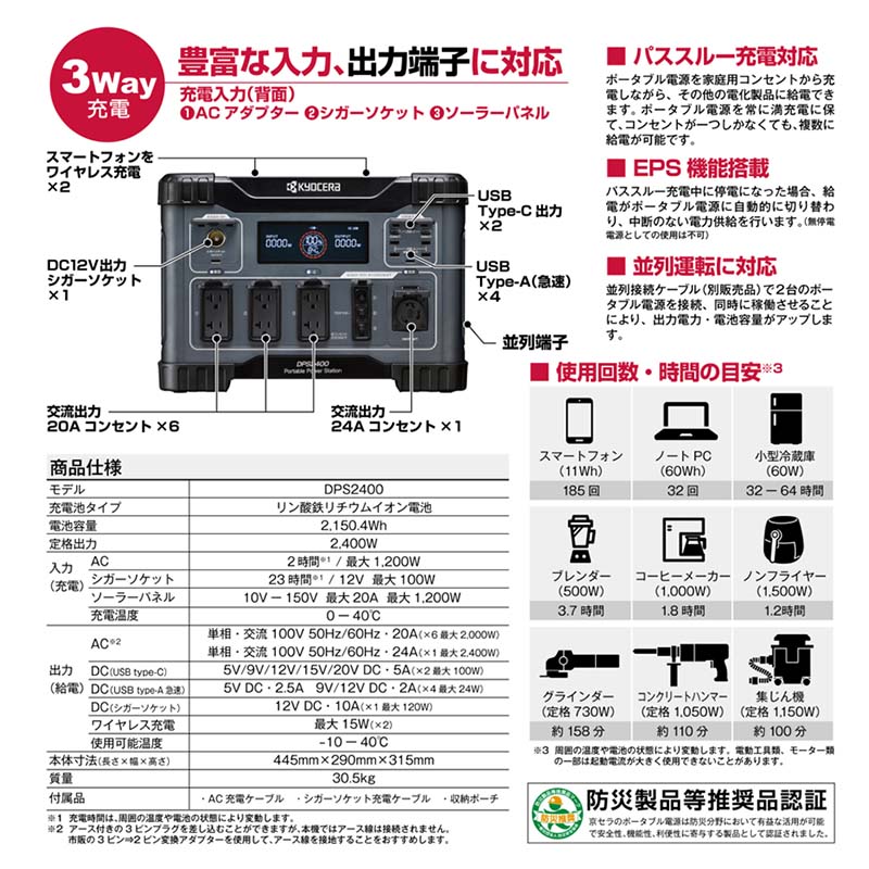 ��100%�ݥ���ȥХå� ����ȥ꡼������2/25�ޤǡۥݡ����֥��Ÿ� DPS2400 ������ �ݡ����֥�Хåƥ꡼ ����С����� ȯ�ŵ� ���� ����� �����ȥɥ� �ɺ� ��B �Ŀ��������Բ� ����Բ�