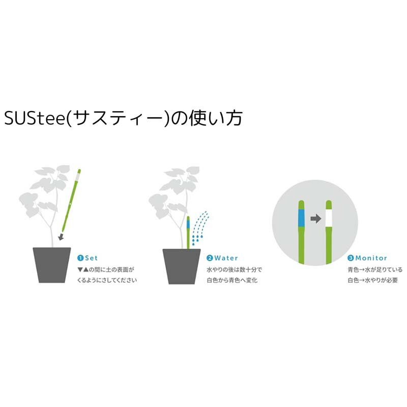 水やりチェッカー SUStee サスティー Sサイズ シングルパック 12本 キャビノチェ 植物用水分計 土壌 計測 カ園 代引不可
