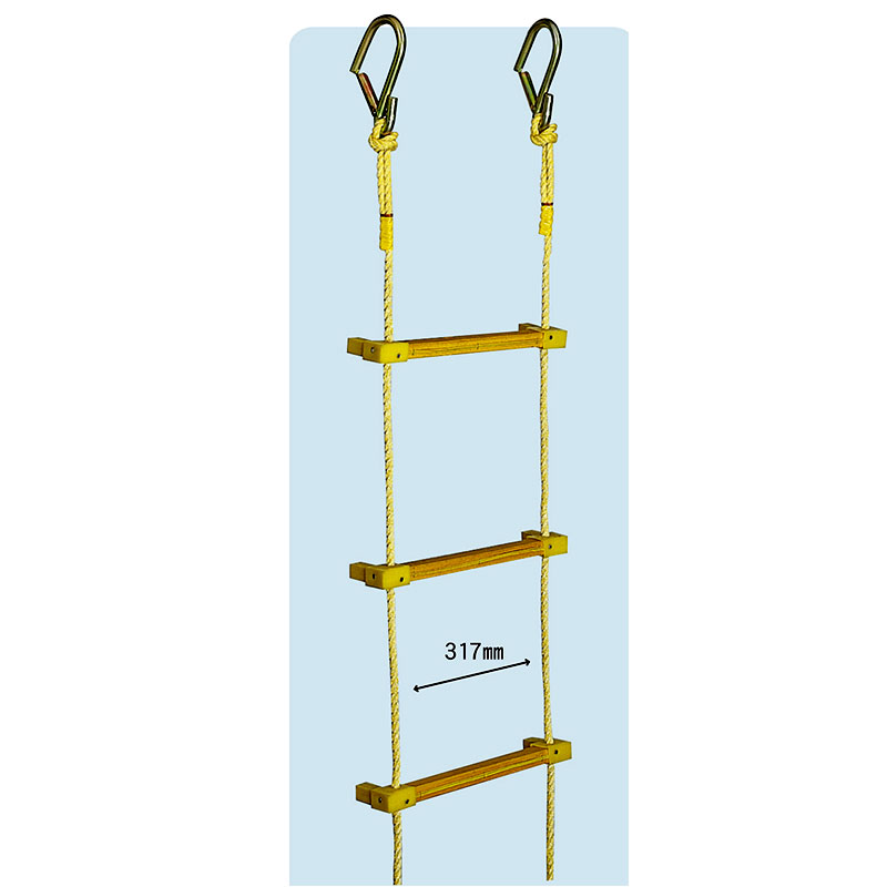 ヤツヤ式縄はしご 小カギ付 5m No.12012 八ツ矢工業 防災 避難 建築 工場 土木 レジャー 縄 ロープ ハシゴ 梯 金T 個人宅配送不可 代引不可