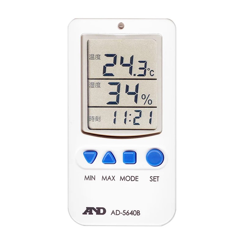 A&D アラーム付き温湿度計 AD-5640B 温度測定範囲 0〜+50℃ 計測 計測器 計量 測量 測定 電子 デジタル ..