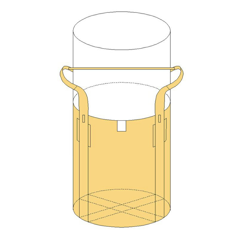 10袋入 丸型 薄手生地 フレコンバッグ OW-002丸HSQ 1200H 容量1140L 排出口なし 注入口全開 2点吊り 工事 土木 収穫 …