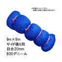 20本 国産 防鳥網 9m×9m サイド張り用 20mm 目合 800デニール ブルー 防鳥ネット 小商 北海道不可 代引不可