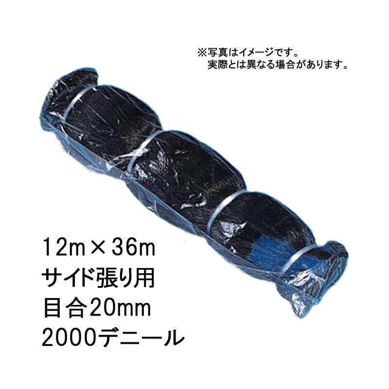 国産 防鳥網 12m × 36m サイド張り用 20mm 目合 2000デニール 黒 防鳥ネット 小商 北海道配送不可 代引不可