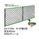 7本 鴨避けネット サイド張り用 2m×54m 40mm 目合 3000デニール 黒 れんこん 養殖池に 防鳥ネット 小商 北海道不可 代引不可