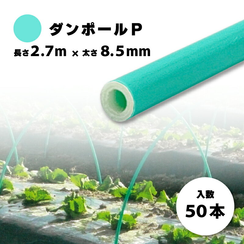 50本 ダンポールP マル85 緑 長さ 2.7m × 太さ 8.5mm 農業資材 農業用 トンネル支柱 園芸 畑作 畑 野菜..