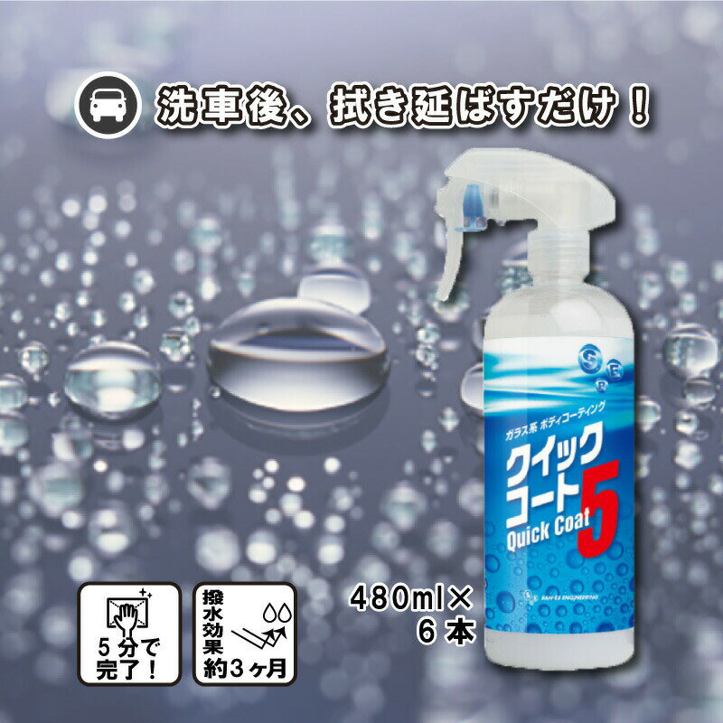 クイックコート5 480ml×6本入 自動車 用 スプレー式 ガラス系 ボディコーティング サンエスエンジニアリング オK 代引不可