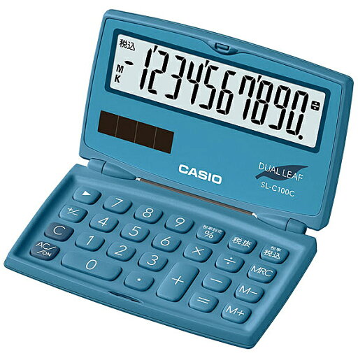 CASIO SL-C100C-BU-N カラフル電卓 折りたたみ手帳タイプ レイクブルー CASIO SL-C100C-BU-N カラフル電卓 折りたたみ手帳タイプ レイクブルー