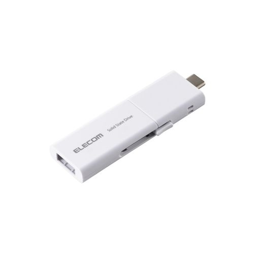 ELECOM ESD-EWB0500GWHR 外付けSSD/ USB3.2(Gen1)対応/ スライド式/ Type-C＆Type-A両対応/ マニュアルQRシール付/ 500GB/ ホワイト