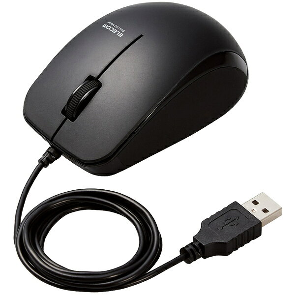 ELECOM M-BL27UBKBK BlueLEDマウス/ 有線/ 3ボタン/ サイドラバー/ 抗菌/ ブラック