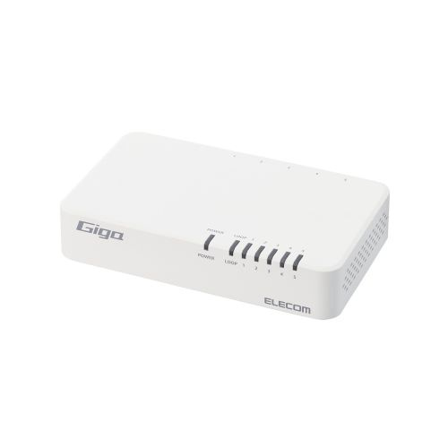 ELECOM EHC-G05PN4-JW Giga対応スイッチングHub/ 5ポート/ 磁石付き/ プラスチック筐体/ 電源内蔵モデル/ ホワイト