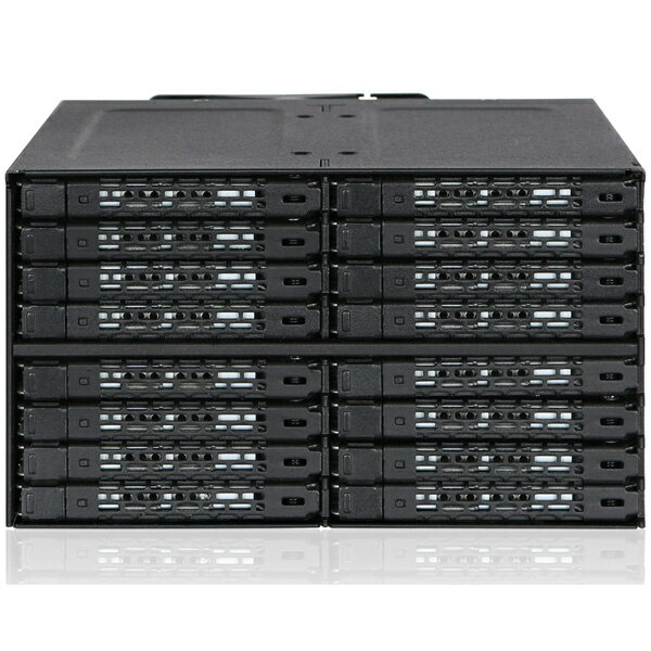 ICY DOCK MB516SP-B ICYDOCK　16 x 2.5インチ SSD/ HDD 搭載用リムーバブルケース 2 x 5.25 インチベイサイズ