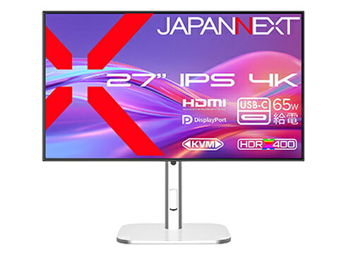 JAPANNEXT JN-IPSB27U-HSPC6 液晶ディスプレイ 27型/ 3840×2160/ HDMI×1、DP×1、USB-C×1/ ツートン(ブラック/ シルバー)/ スピーカー有/ 2年保証