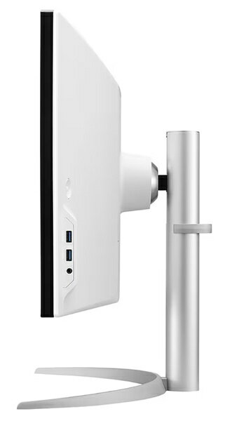 LG電子 49WQ95C-W 液晶ディスプレイ 49型/ 5120×1440/ HDMI、DisplayPort、USB Type-C/ Stand body シルバー、Stand Base シルバー、back cover ホワイト/ スピーカー：あり