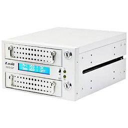 ACCORDANCEシステムズ ARAID3500GP-A/M-W 2bays SATA to SATA LCD付内蔵型ミラーユニット メタルトレイ 白